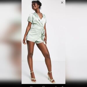 Miss Selfridge Mint Green High Waist Shorts
